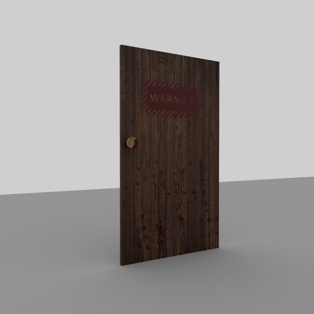 Bloody door Low-poly 3D model_6