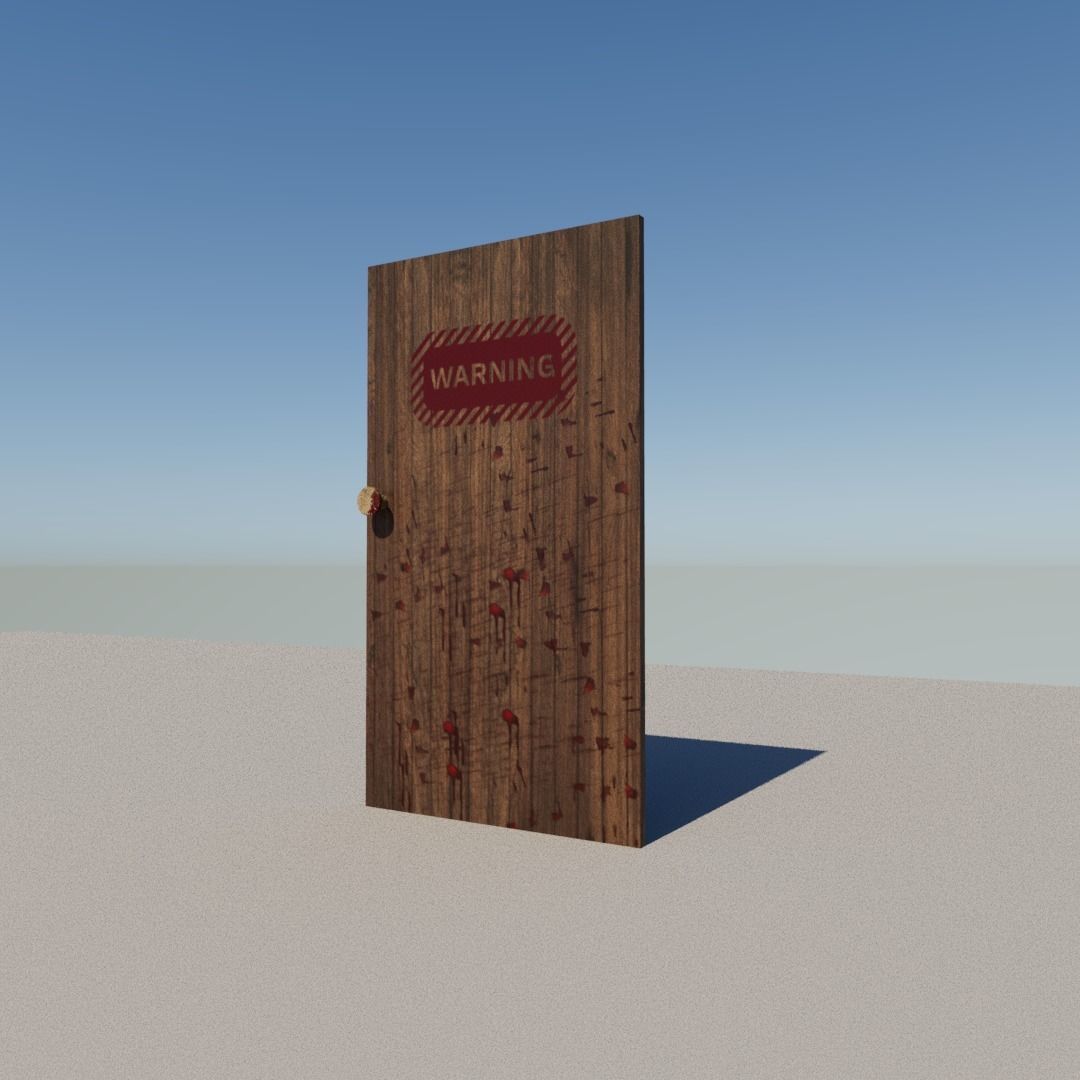 Bloody door Low-poly 3D model_1