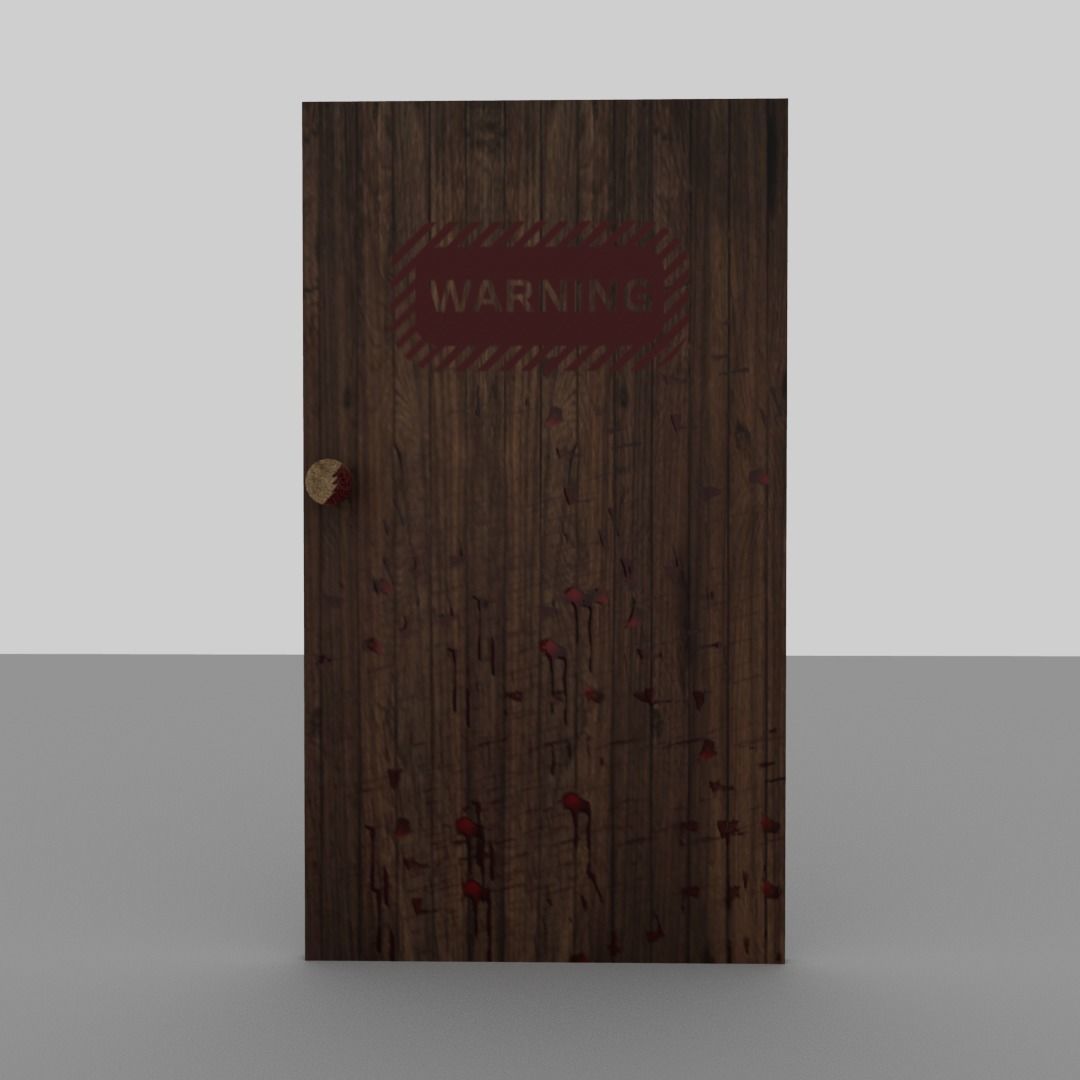 Bloody door Low-poly 3D model_14