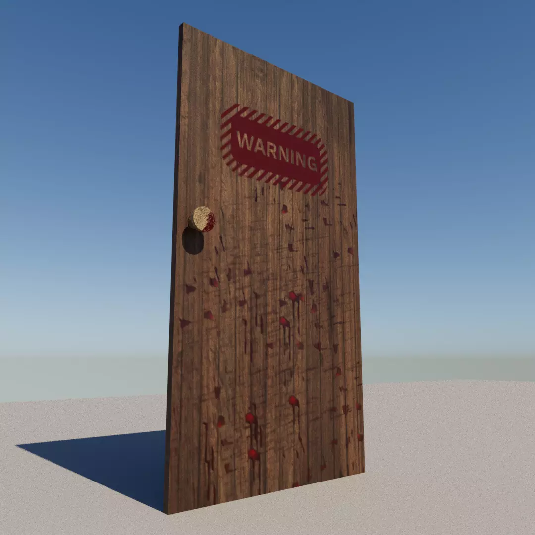 Bloody door Low-poly 3D model_0