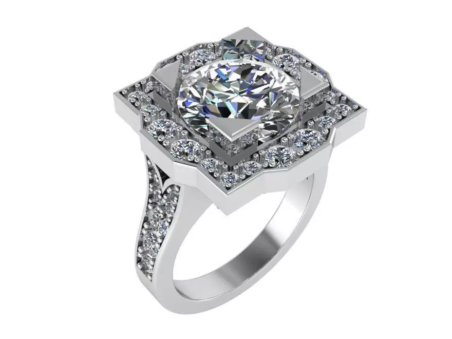 Square Halo Ring 1061 3D print model