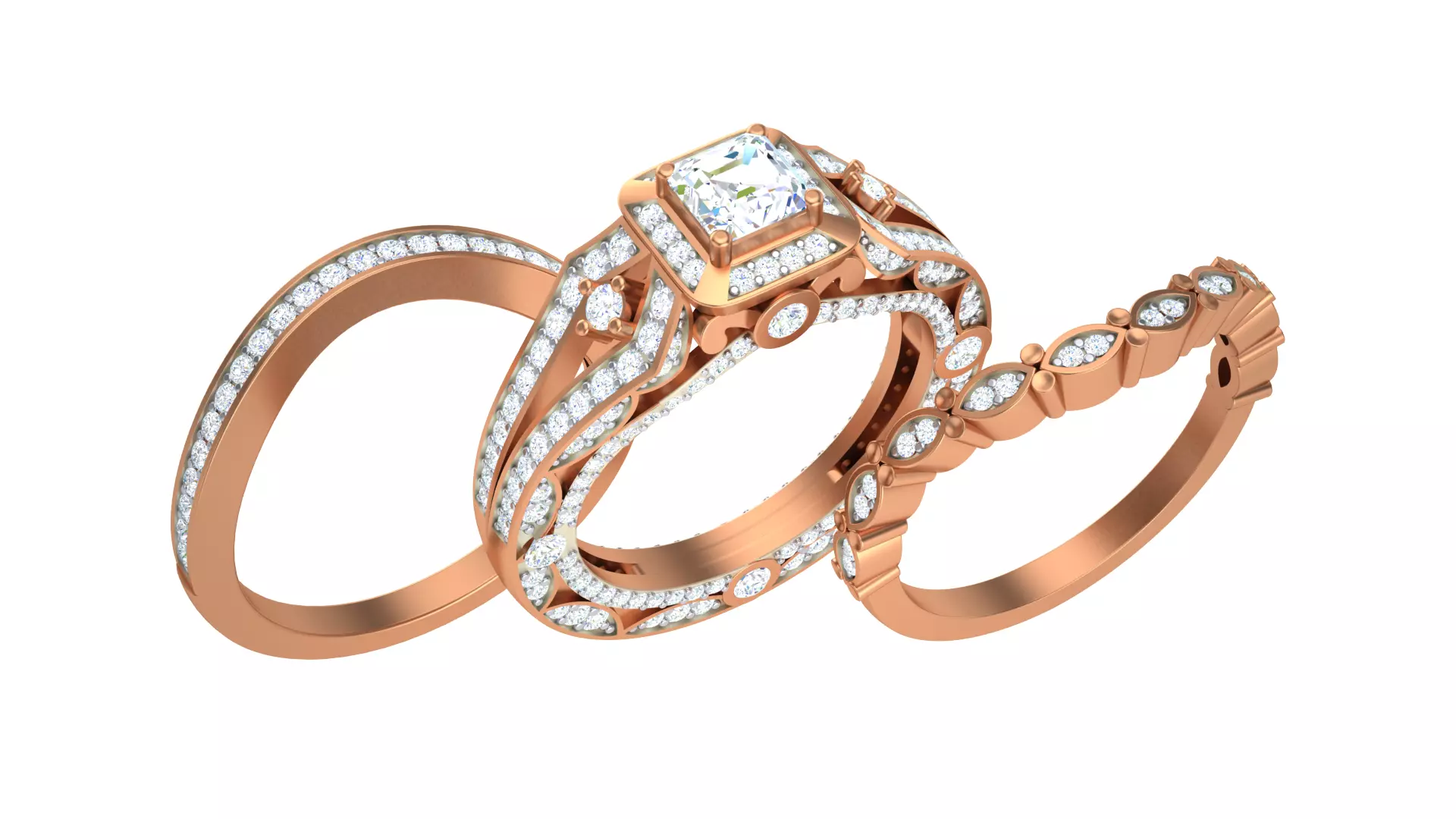 Solitaire Diamond stackable ring with Eternity Bands Pair 3D print model