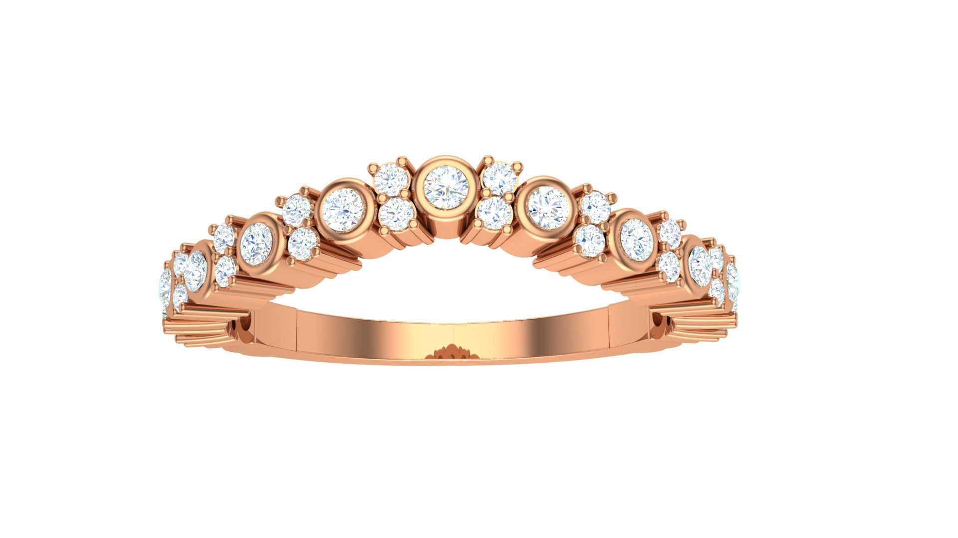 Solitaire Diamond stackable ring with Eternity Bands Pair 3D print model_14