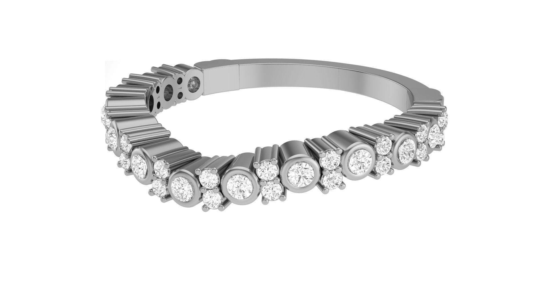 Solitaire Diamond stackable ring with Eternity Bands Pair 3D print model_25