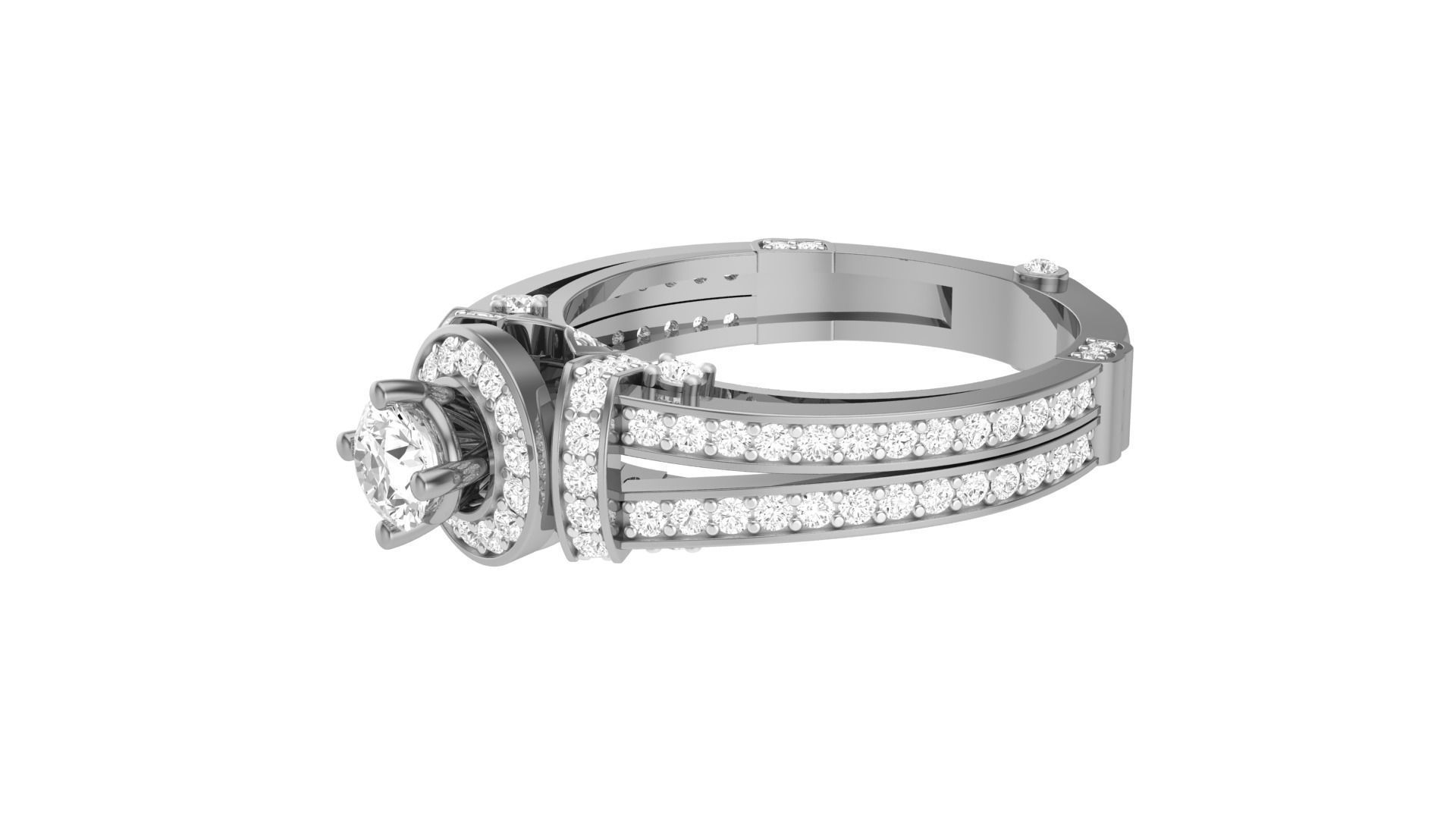 Solitaire Diamond stackable ring with Eternity Bands Pair 3D print model_22