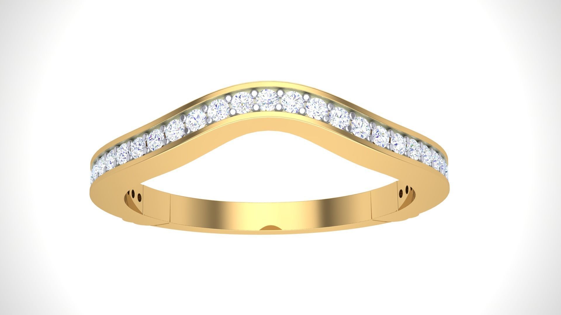 Solitaire Diamond stackable ring with Eternity Bands Pair 3D print model_7