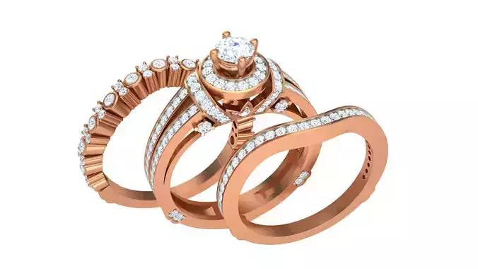 Solitaire Diamond stackable ring with Eternity Bands Pair 3D print model