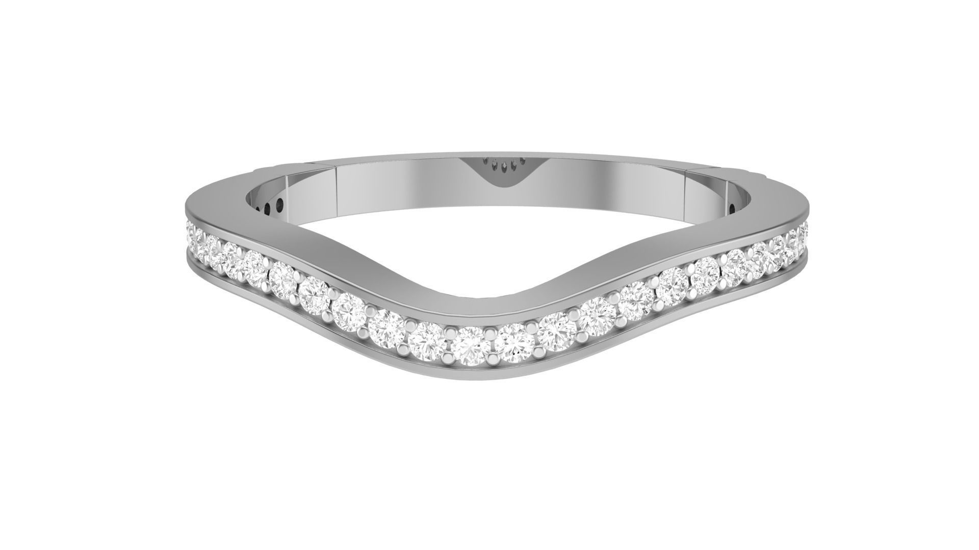 Solitaire Diamond stackable ring with Eternity Bands Pair 3D print model_28