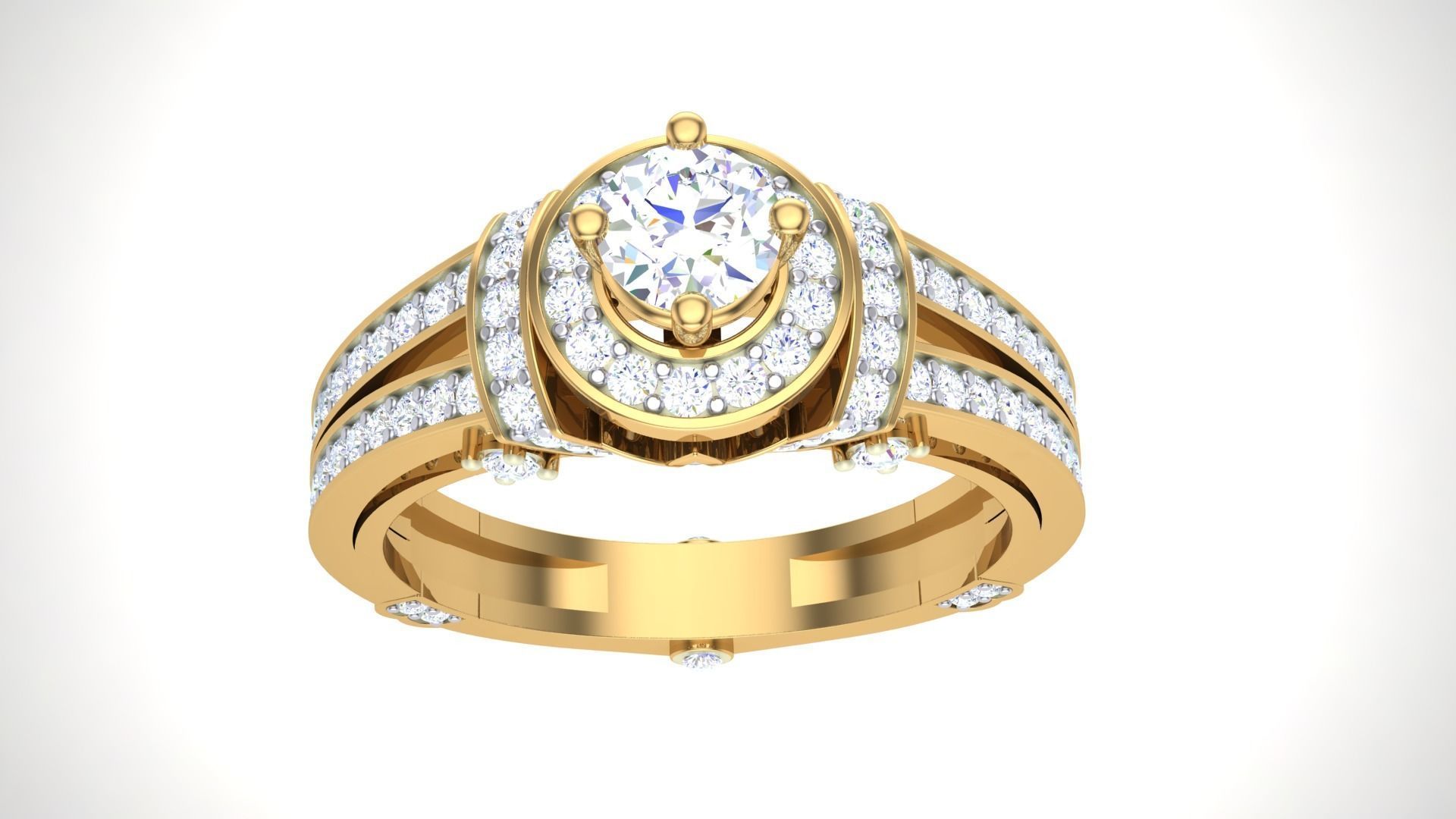 Solitaire Diamond stackable ring with Eternity Bands Pair 3D print model_10