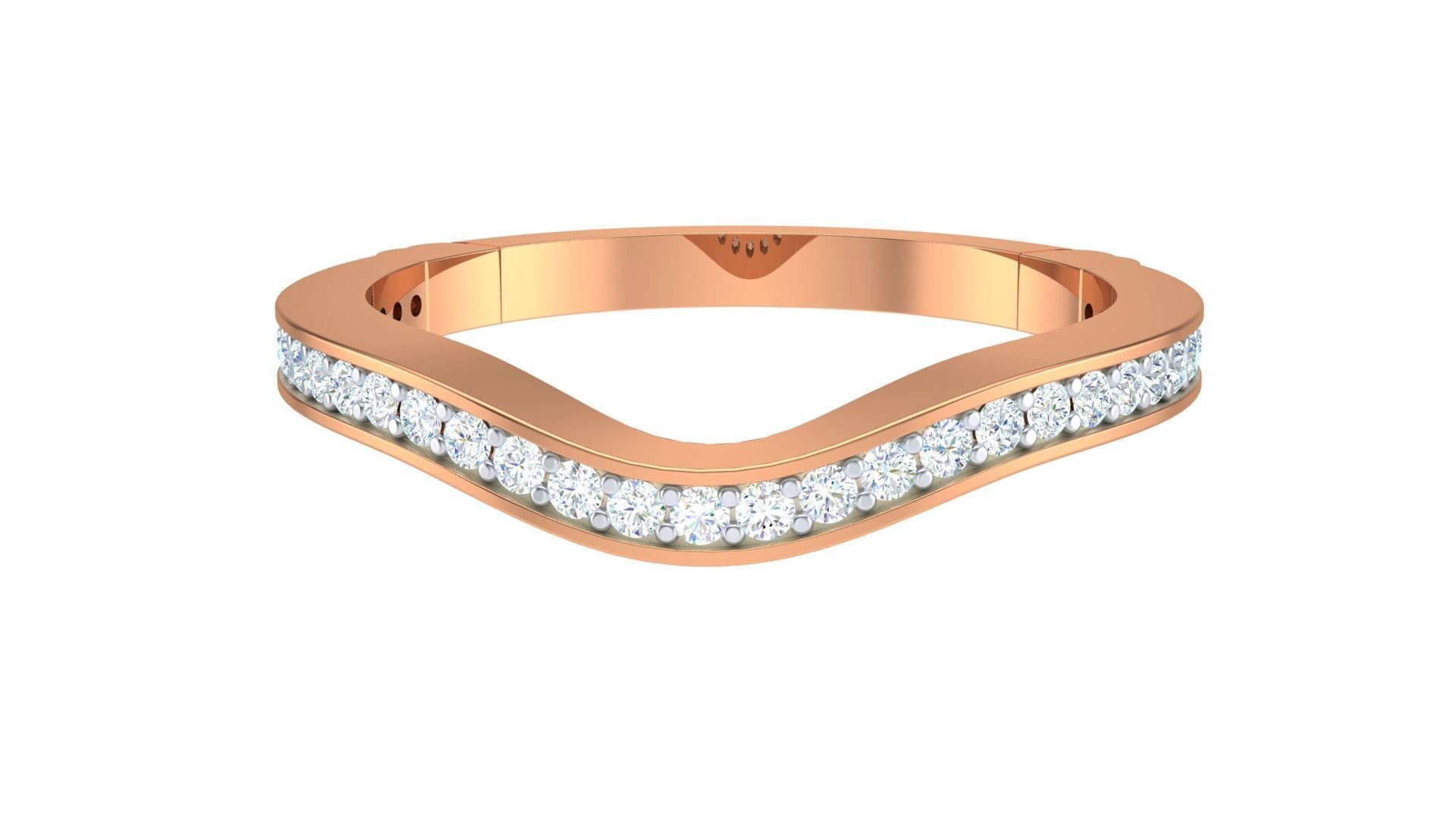 Solitaire Diamond stackable ring with Eternity Bands Pair 3D print model_19