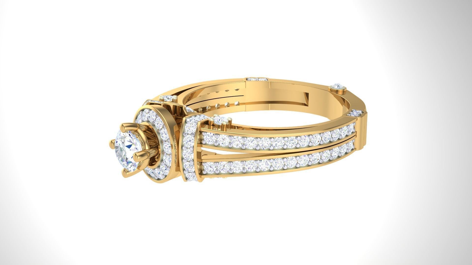 Solitaire Diamond stackable ring with Eternity Bands Pair 3D print model_12