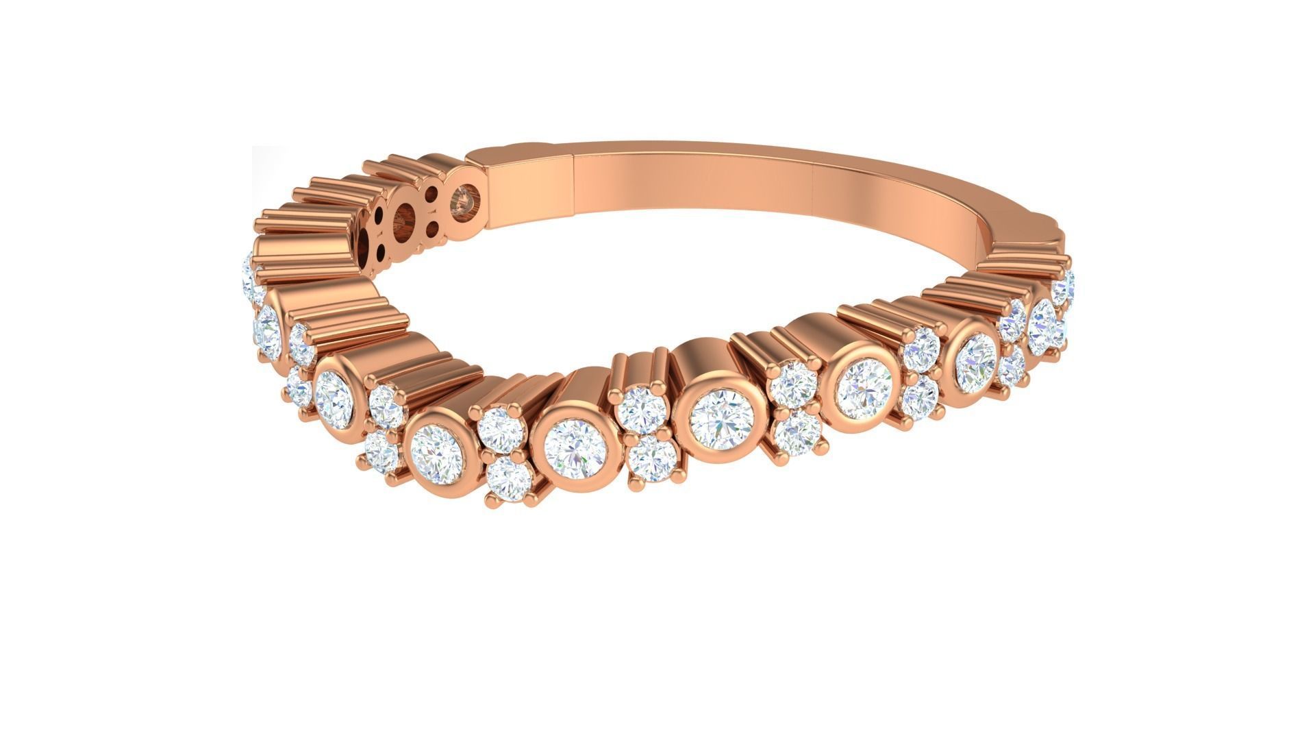 Solitaire Diamond stackable ring with Eternity Bands Pair 3D print model_16