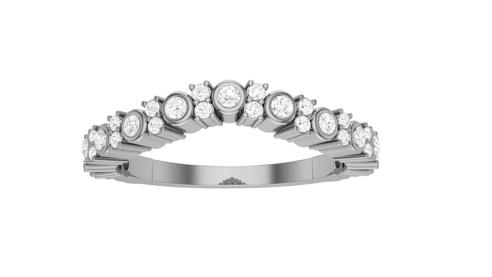 Solitaire Diamond stackable ring with Eternity Bands Pair 3D print model_23