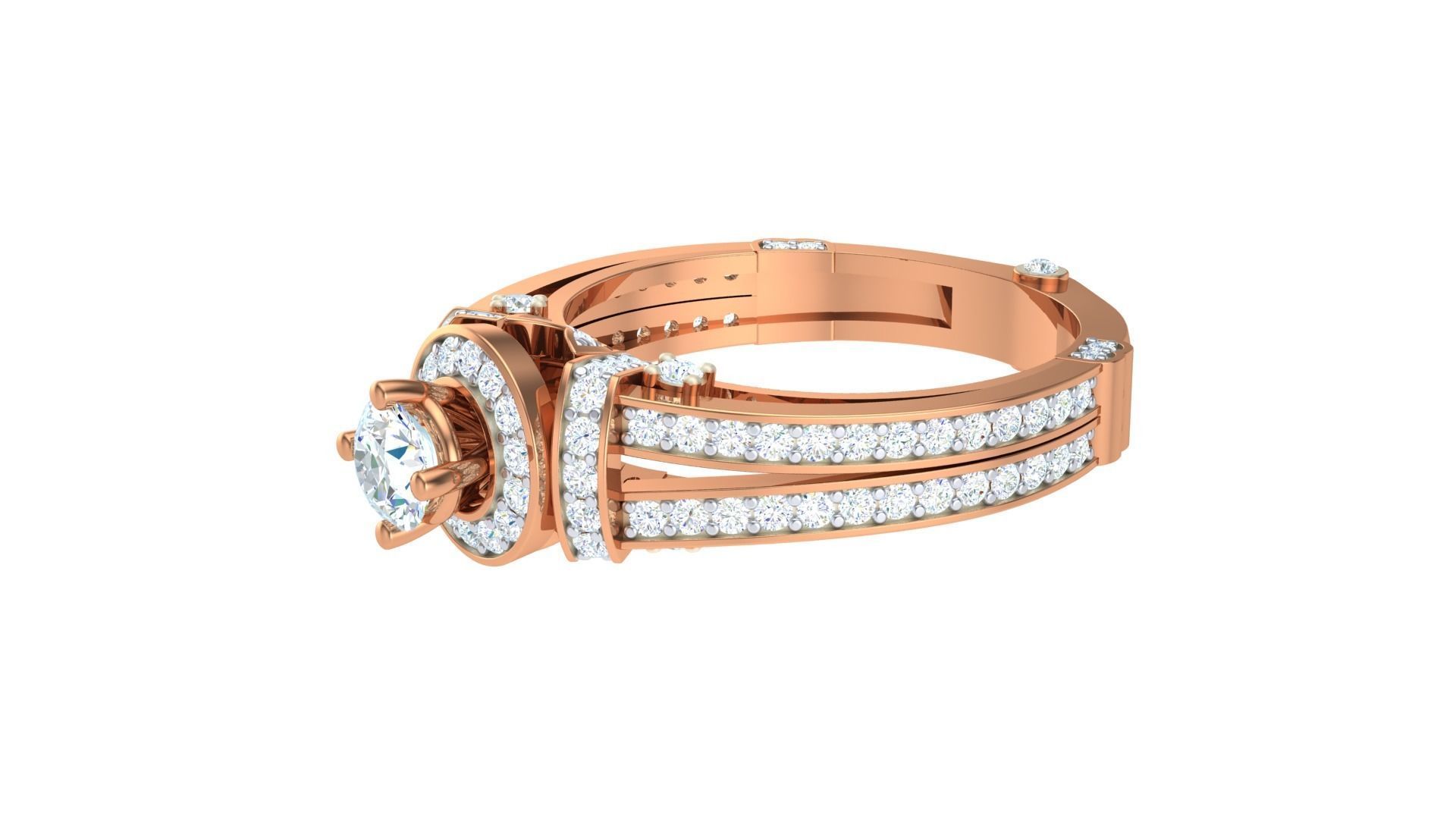 Solitaire Diamond stackable ring with Eternity Bands Pair 3D print model_13