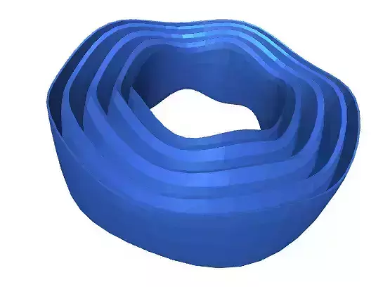 Abstract organic looking layered and wavy toroidal ring 3D print model
