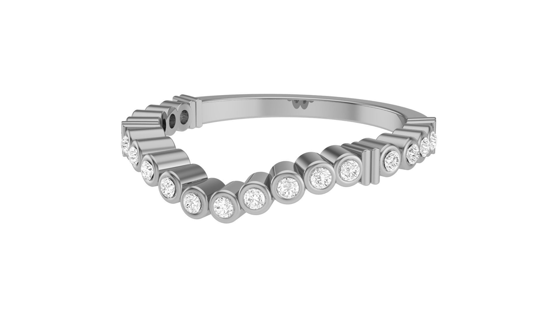 Solitaire Diamond stackable ring with Eternity Bands Pair 3D print model_25