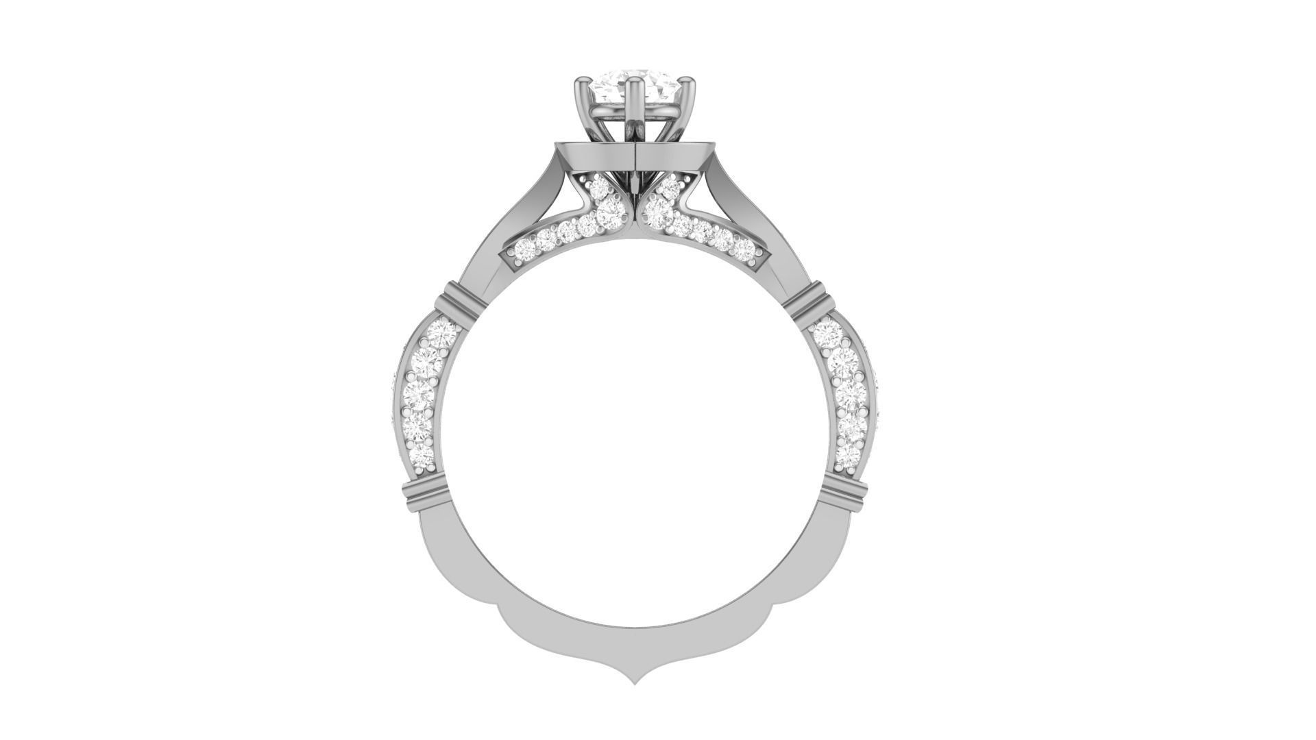 Solitaire Diamond stackable ring with Eternity Bands Pair 3D print model_30