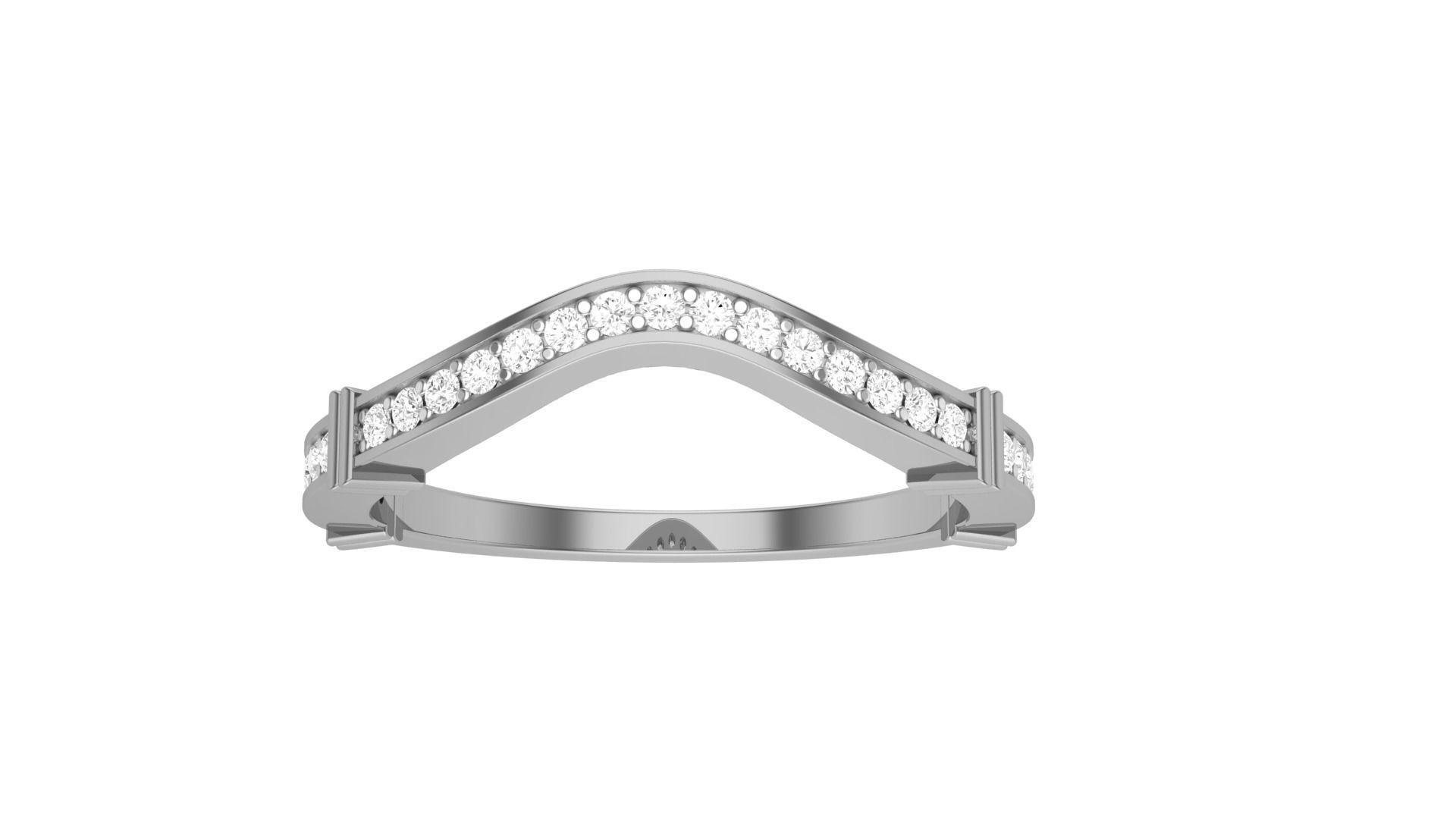 Solitaire Diamond stackable ring with Eternity Bands Pair 3D print model_26