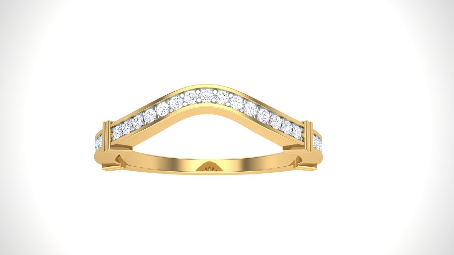 Solitaire Diamond stackable ring with Eternity Bands Pair 3D print model_7