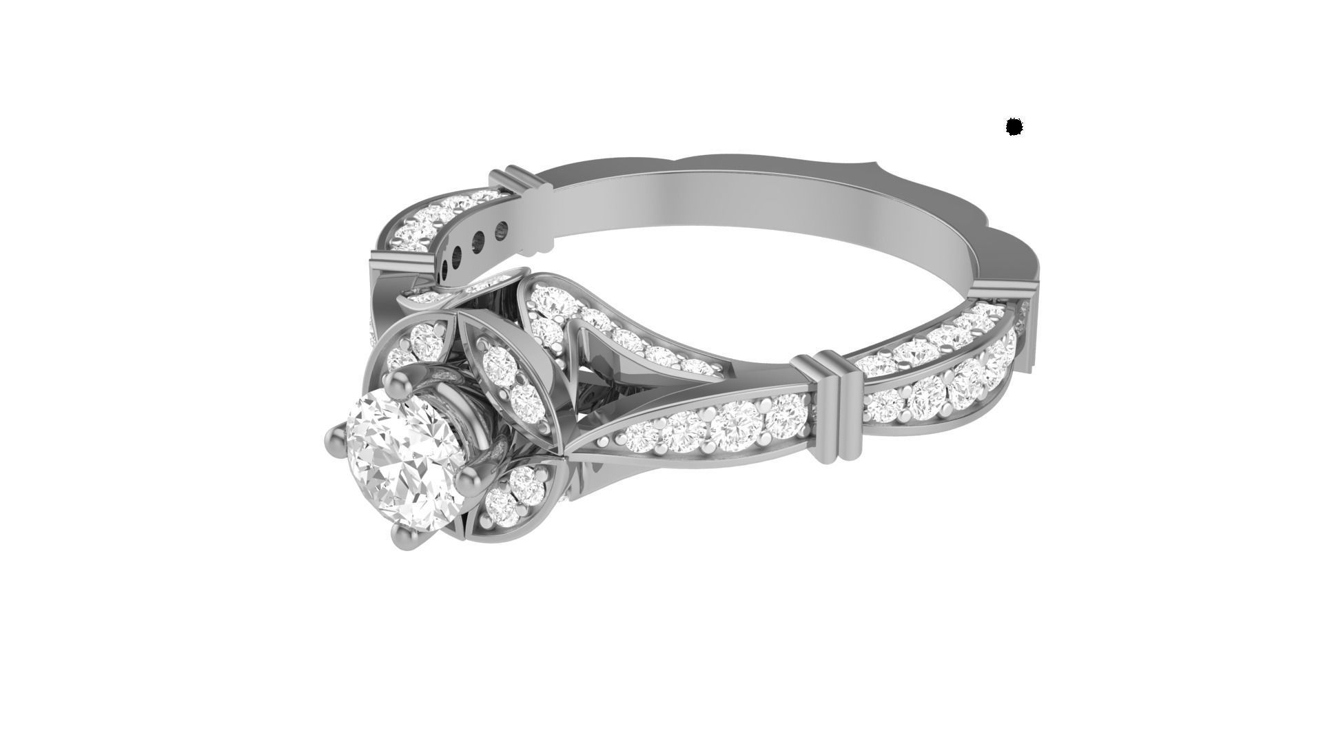 Solitaire Diamond stackable ring with Eternity Bands Pair 3D print model_22