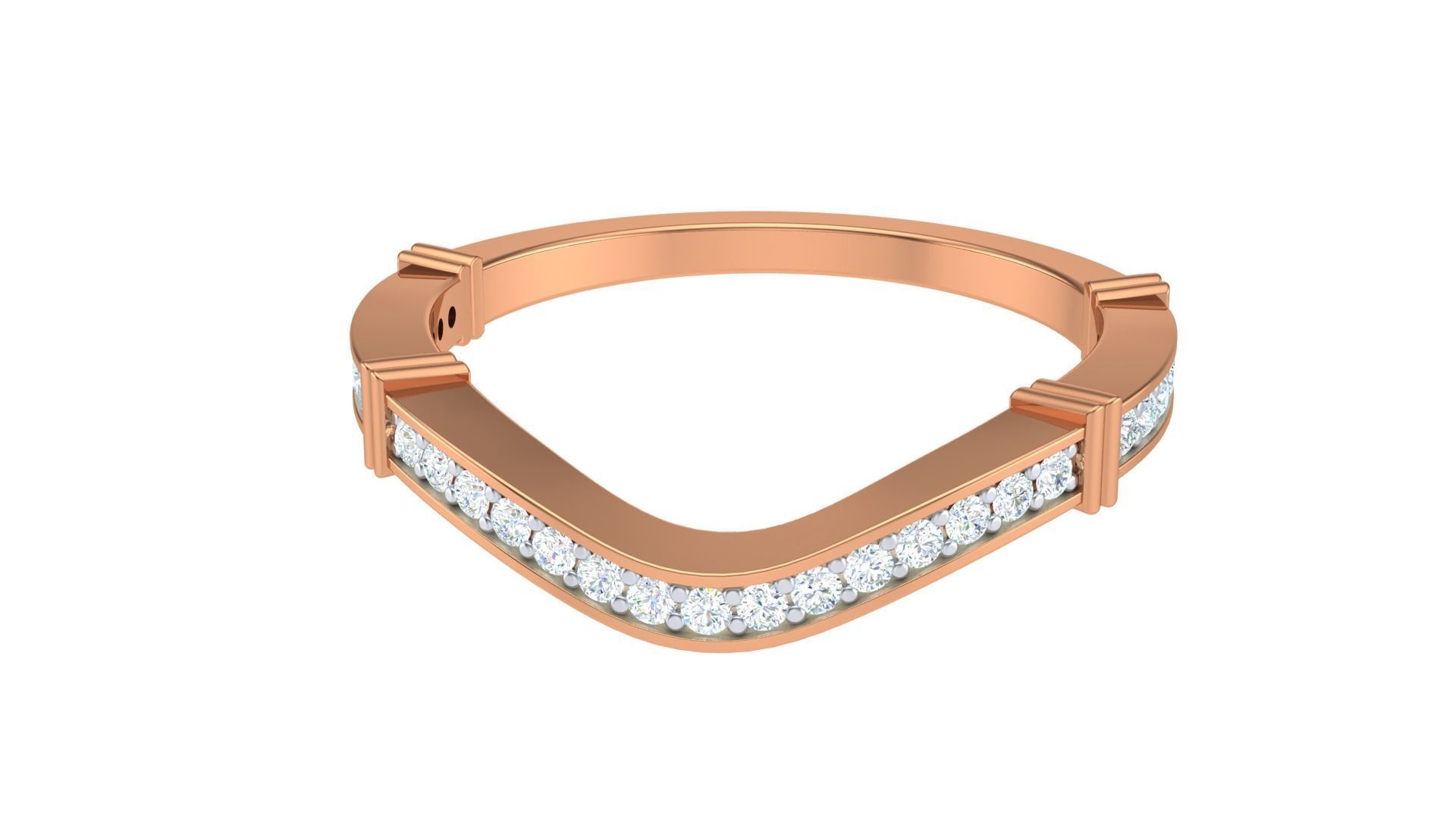 Solitaire Diamond stackable ring with Eternity Bands Pair 3D print model_19