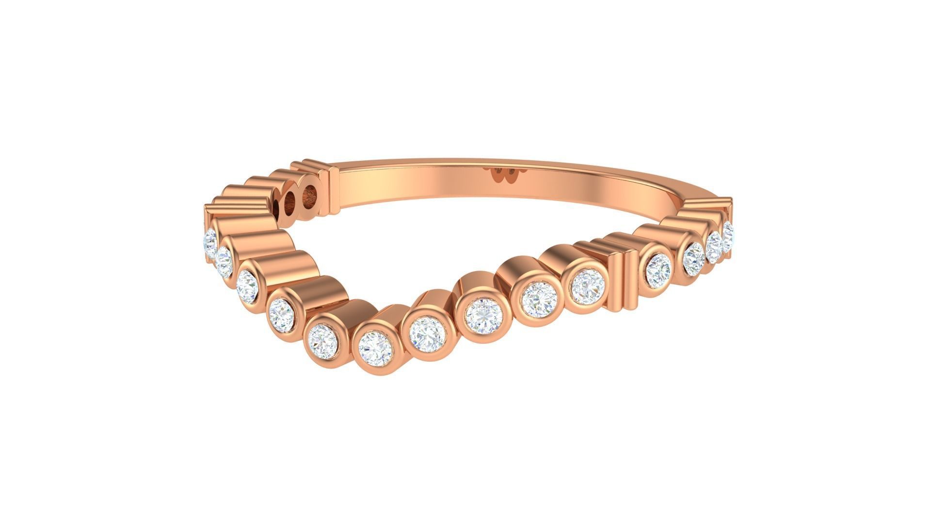 Solitaire Diamond stackable ring with Eternity Bands Pair 3D print model_16