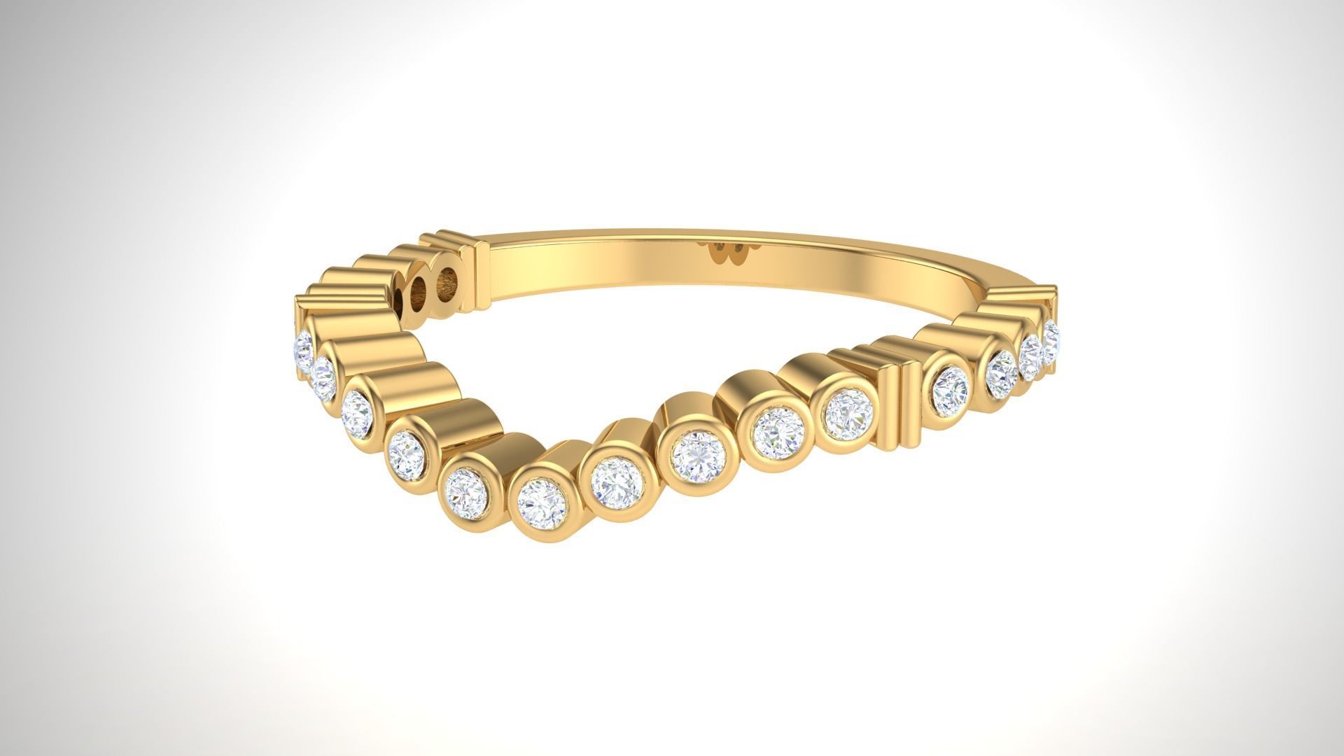 Solitaire Diamond stackable ring with Eternity Bands Pair 3D print model_6