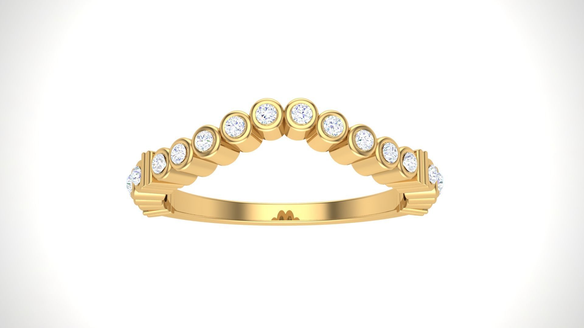 Solitaire Diamond stackable ring with Eternity Bands Pair 3D print model_4