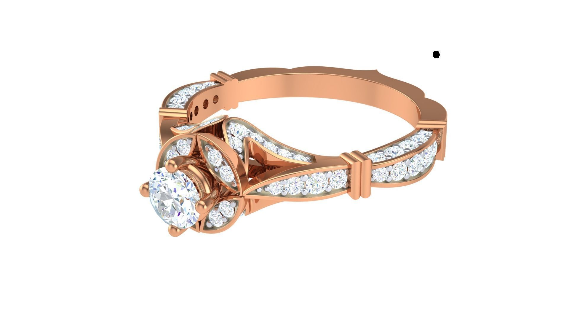 Solitaire Diamond stackable ring with Eternity Bands Pair 3D print model_13