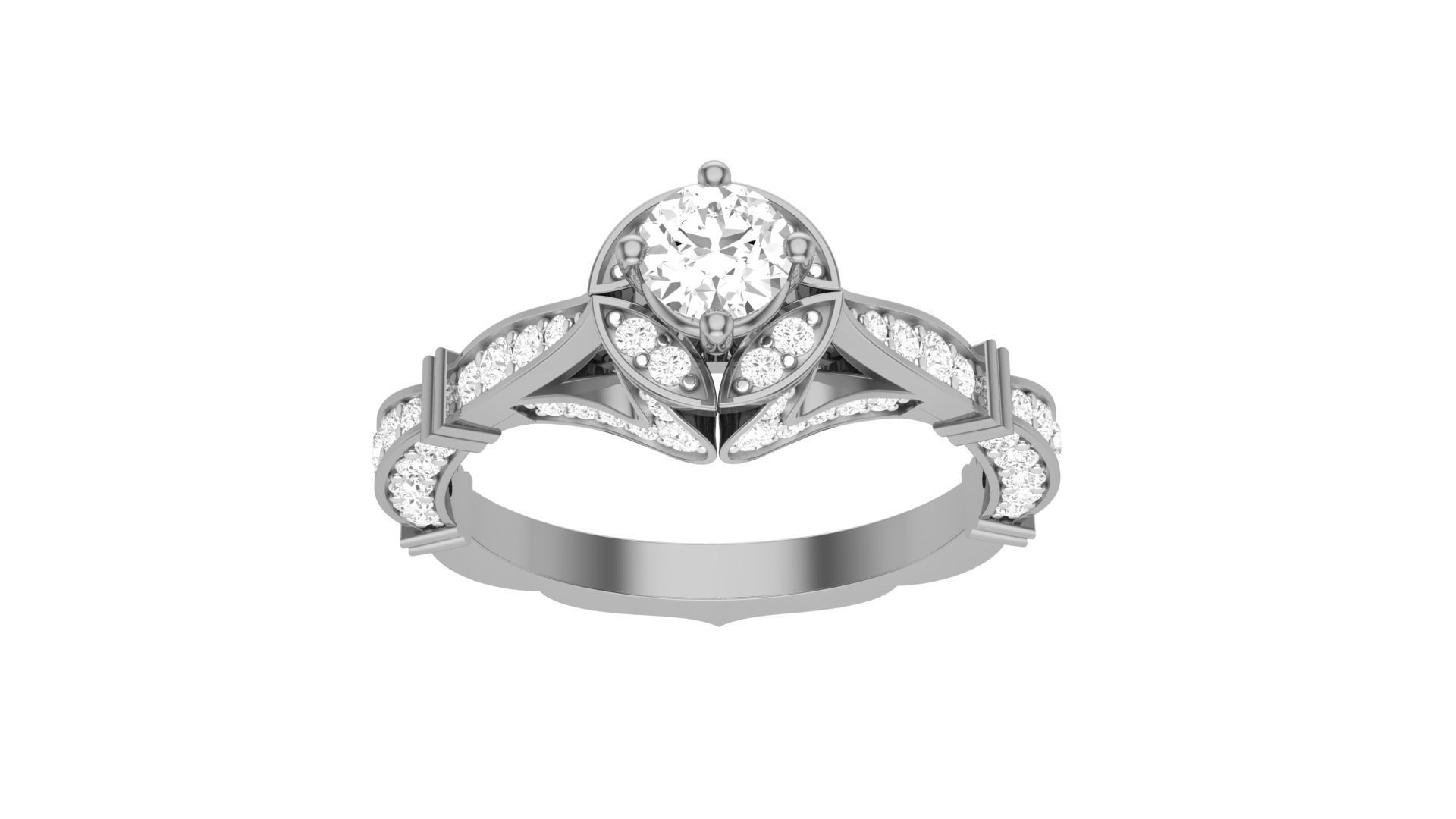 Solitaire Diamond stackable ring with Eternity Bands Pair 3D print model_29