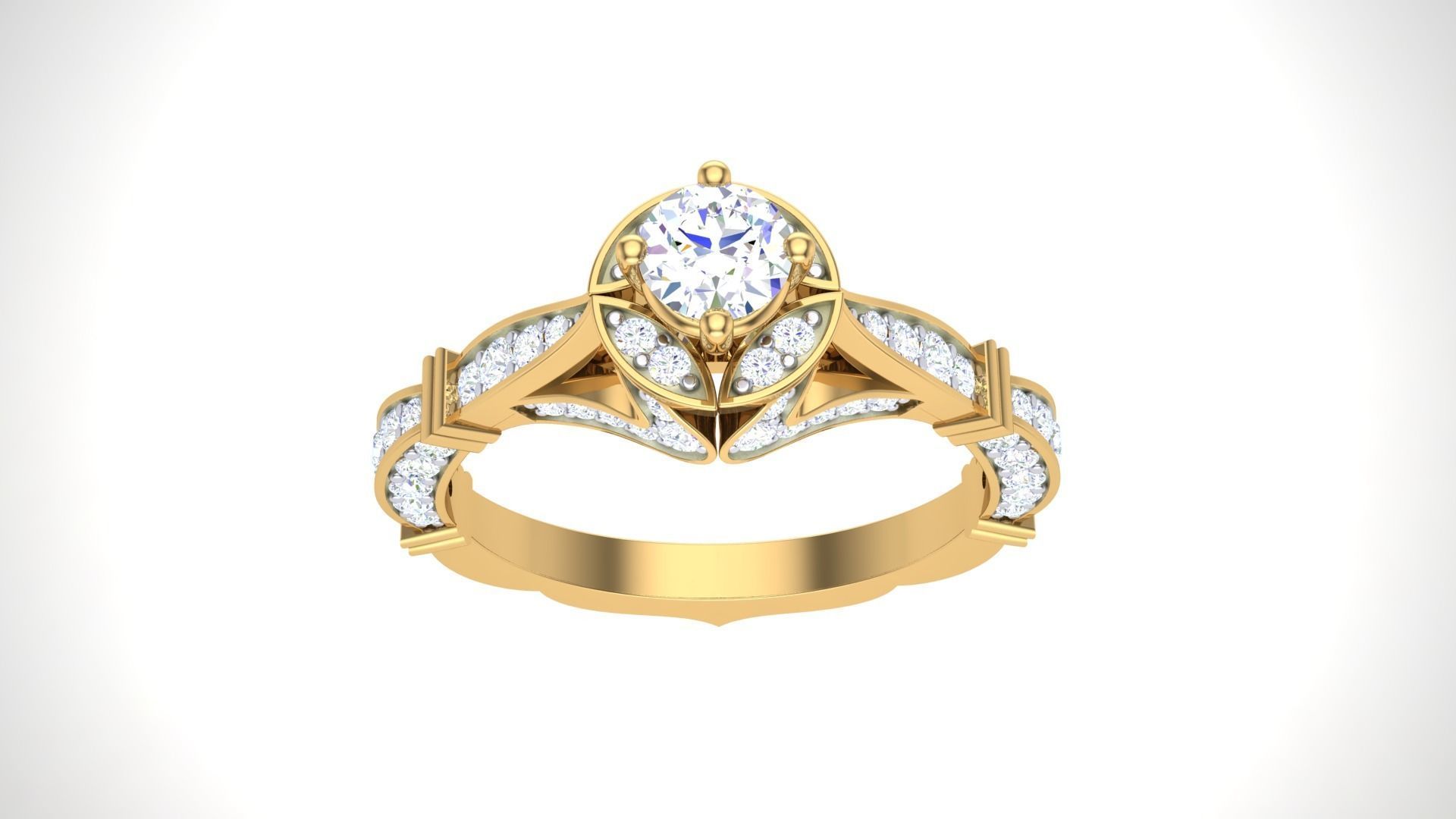 Solitaire Diamond stackable ring with Eternity Bands Pair 3D print model_10