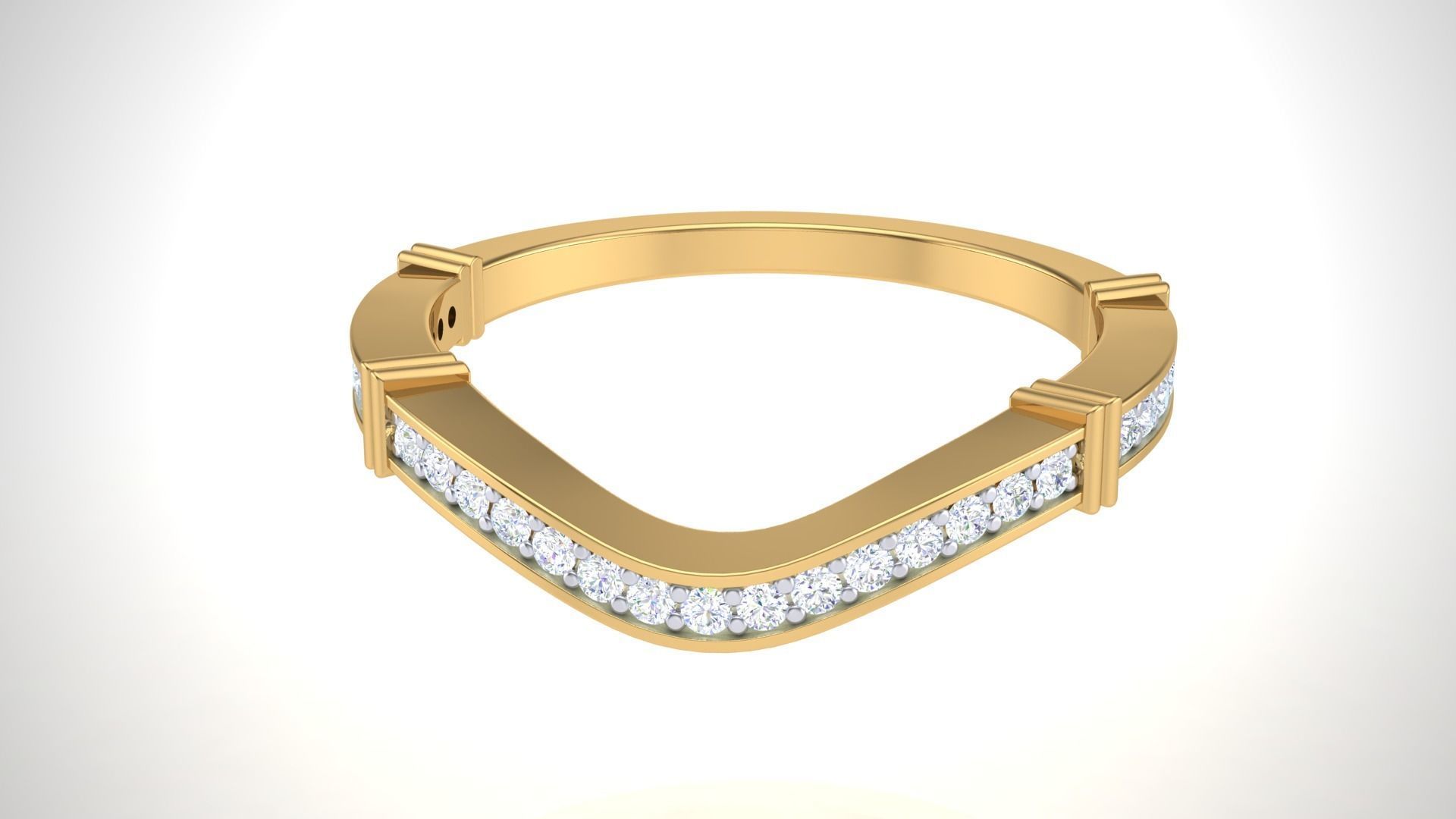 Solitaire Diamond stackable ring with Eternity Bands Pair 3D print model_9