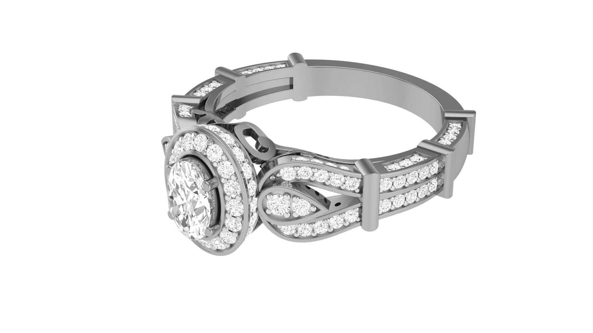 Solitaire Diamond stackable ring with Eternity Bands Pair 3D print model_22