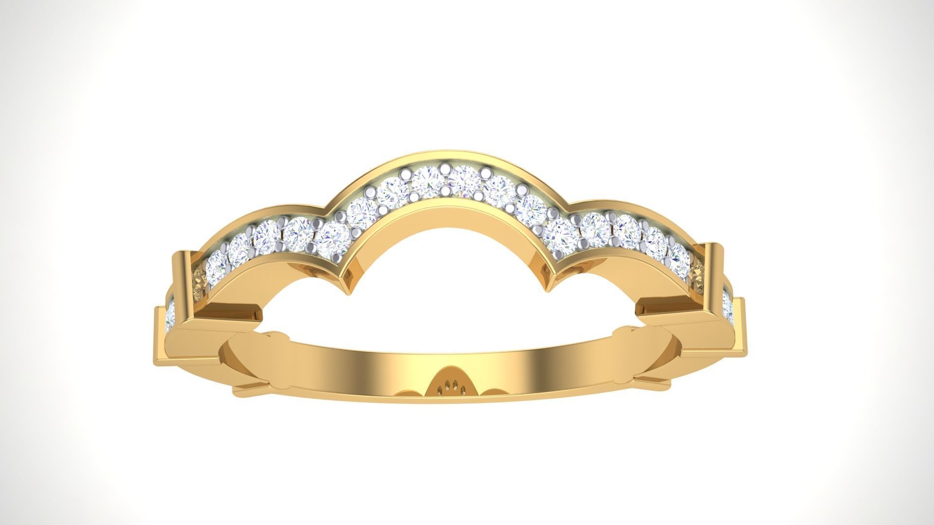 Solitaire Diamond stackable ring with Eternity Bands Pair 3D print model_7