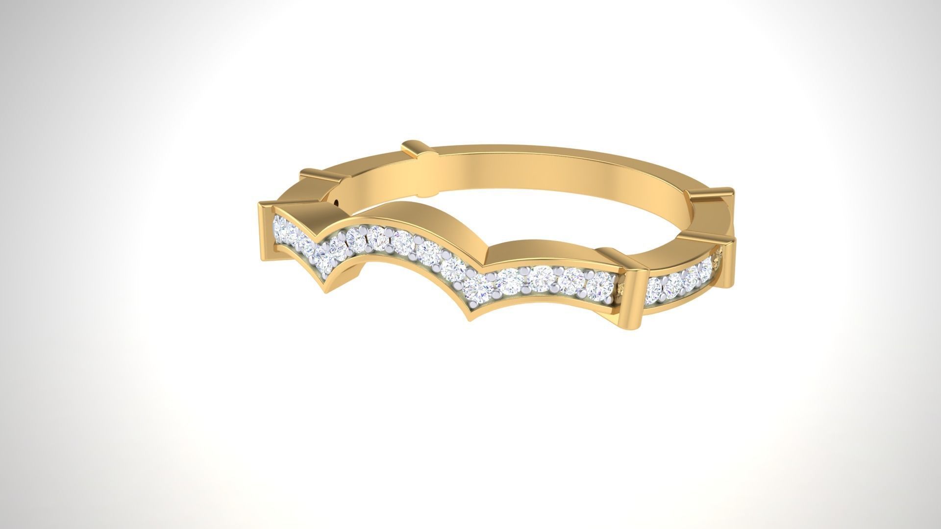 Solitaire Diamond stackable ring with Eternity Bands Pair 3D print model_9