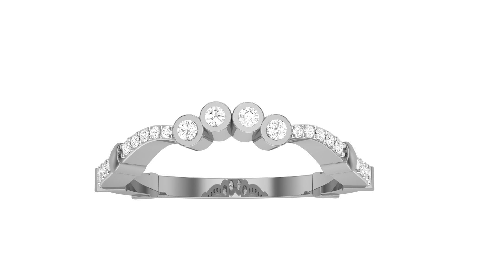 Solitaire Diamond stackable ring with Eternity Bands Pair 3D print model_23