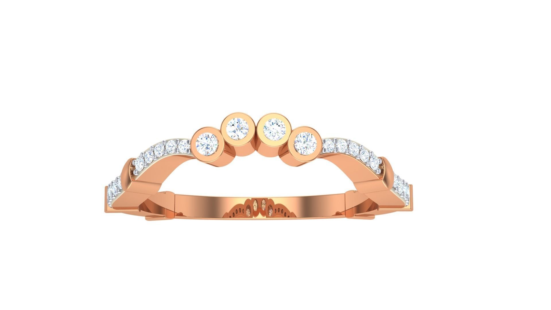 Solitaire Diamond stackable ring with Eternity Bands Pair 3D print model_14