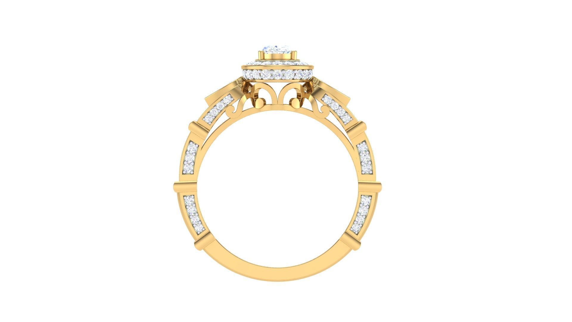 Solitaire Diamond stackable ring with Eternity Bands Pair 3D print model_11