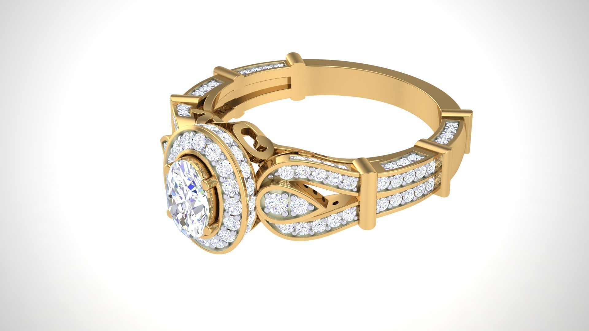 Solitaire Diamond stackable ring with Eternity Bands Pair 3D print model_12