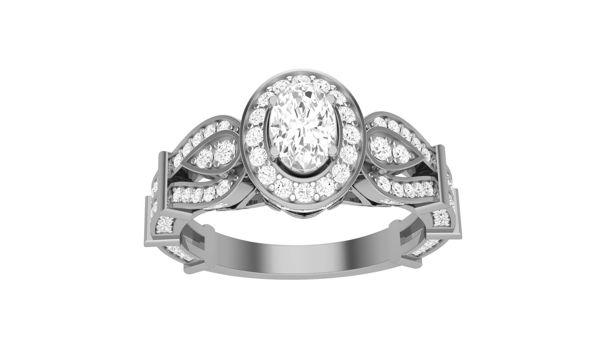 Solitaire Diamond stackable ring with Eternity Bands Pair 3D print model_29