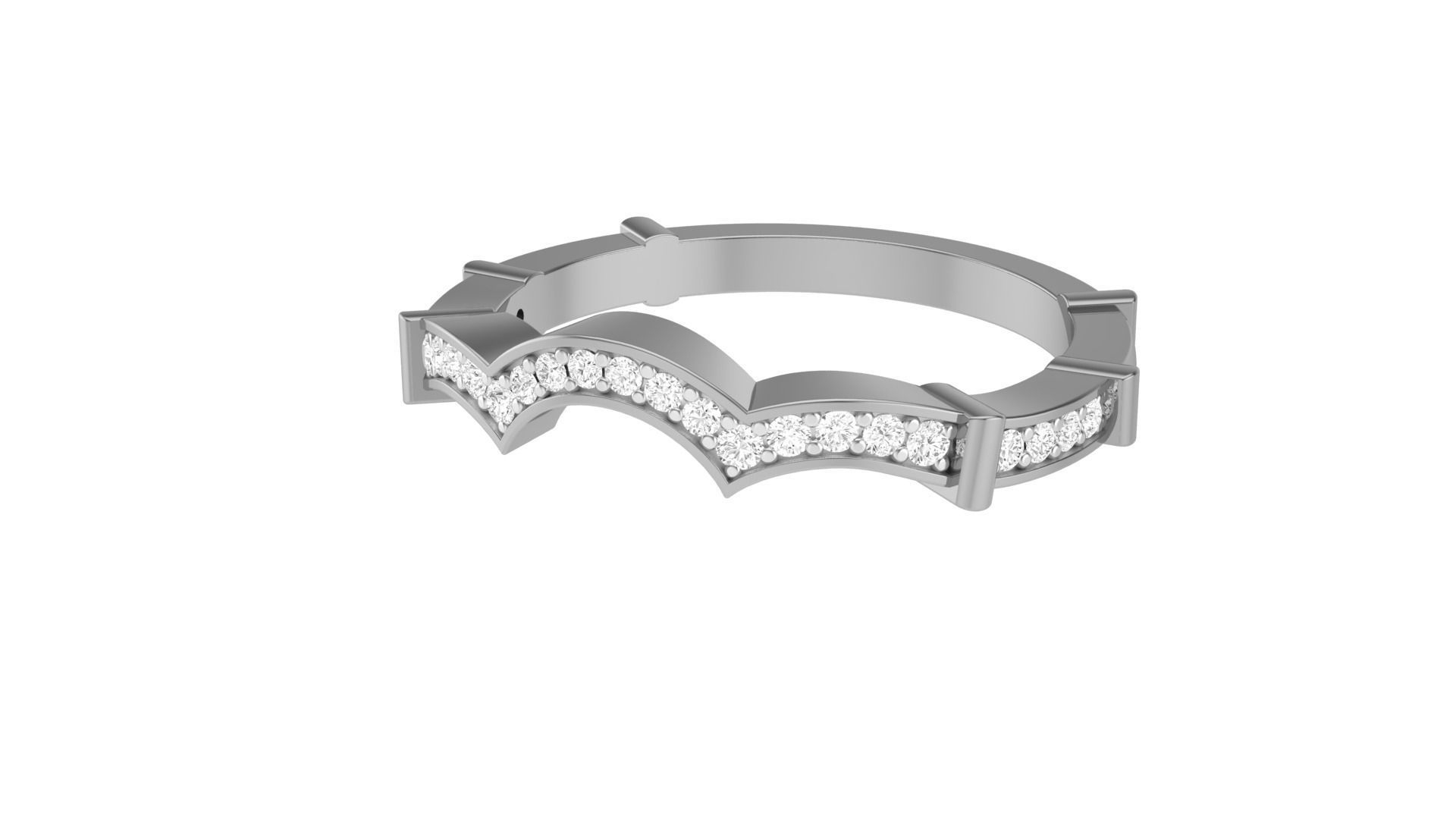 Solitaire Diamond stackable ring with Eternity Bands Pair 3D print model_28
