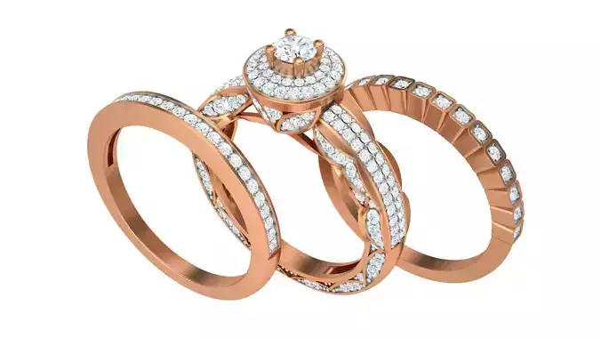 Solitaire Diamond stackable ring with Eternity Bands Pair 3D print model