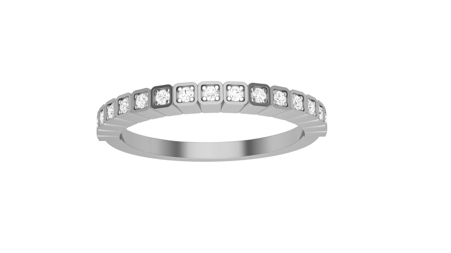 Solitaire Diamond stackable ring with Eternity Bands Pair 3D print model_23