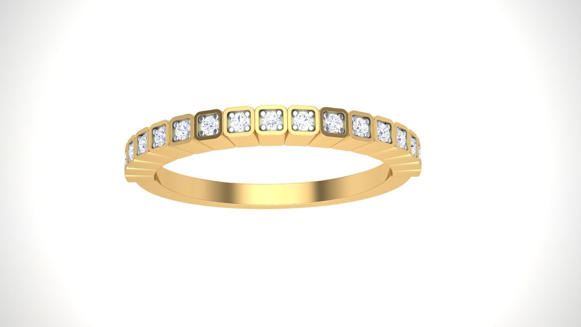 Solitaire Diamond stackable ring with Eternity Bands Pair 3D print model_4