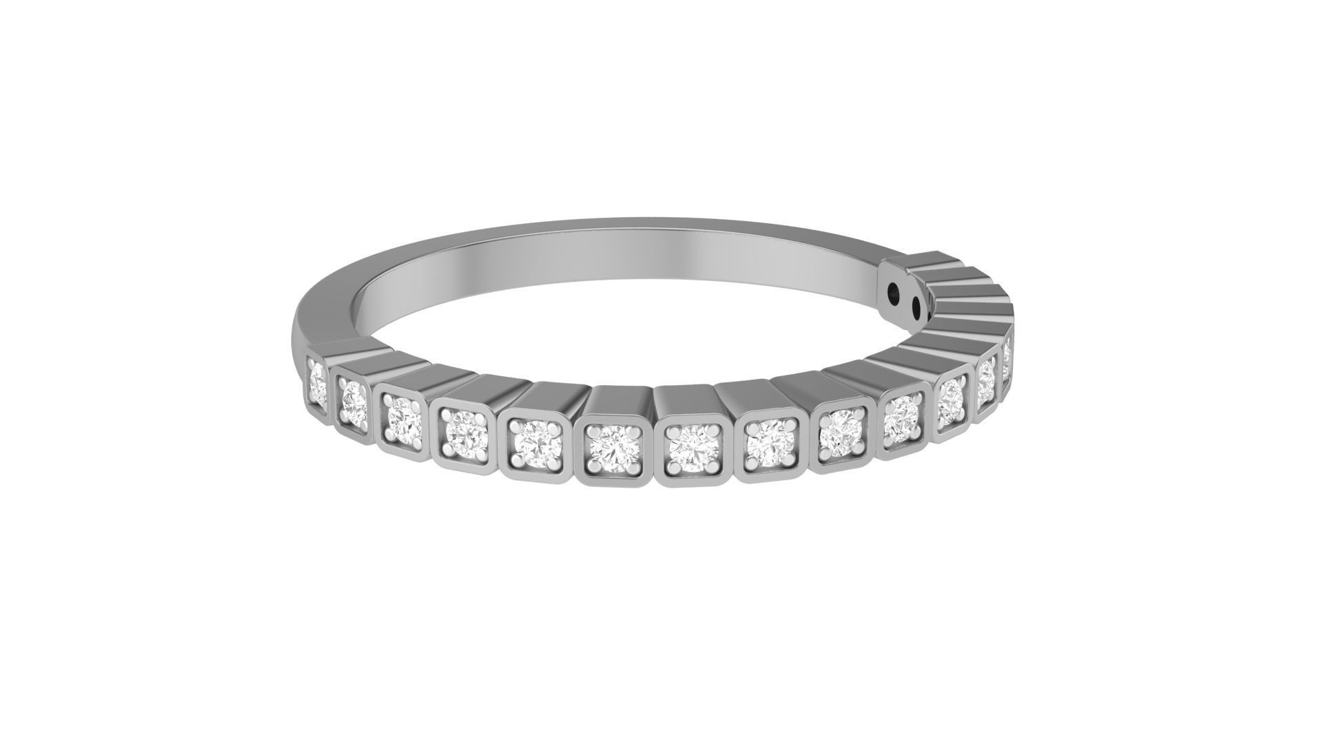 Solitaire Diamond stackable ring with Eternity Bands Pair 3D print model_25