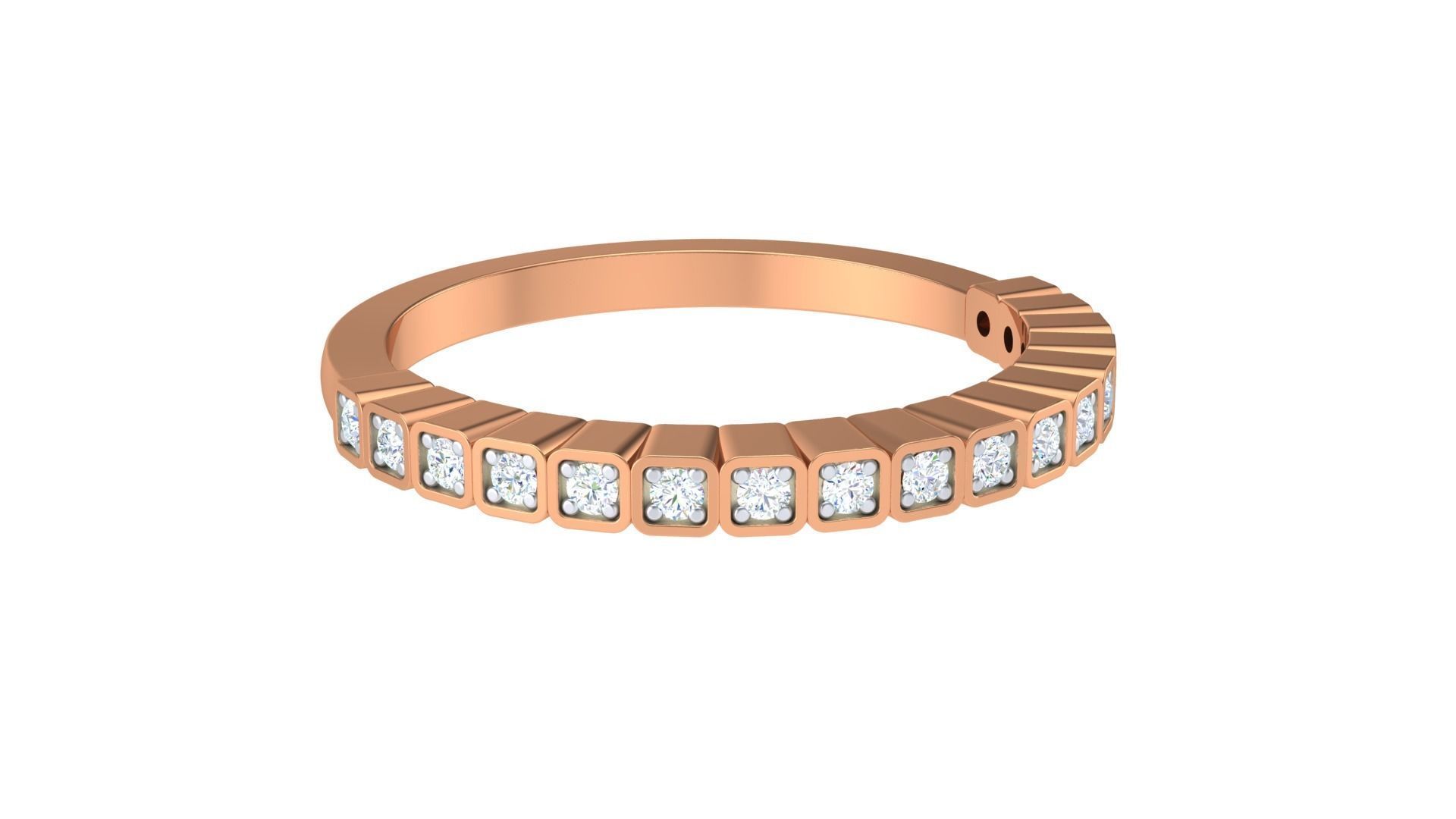 Solitaire Diamond stackable ring with Eternity Bands Pair 3D print model_17