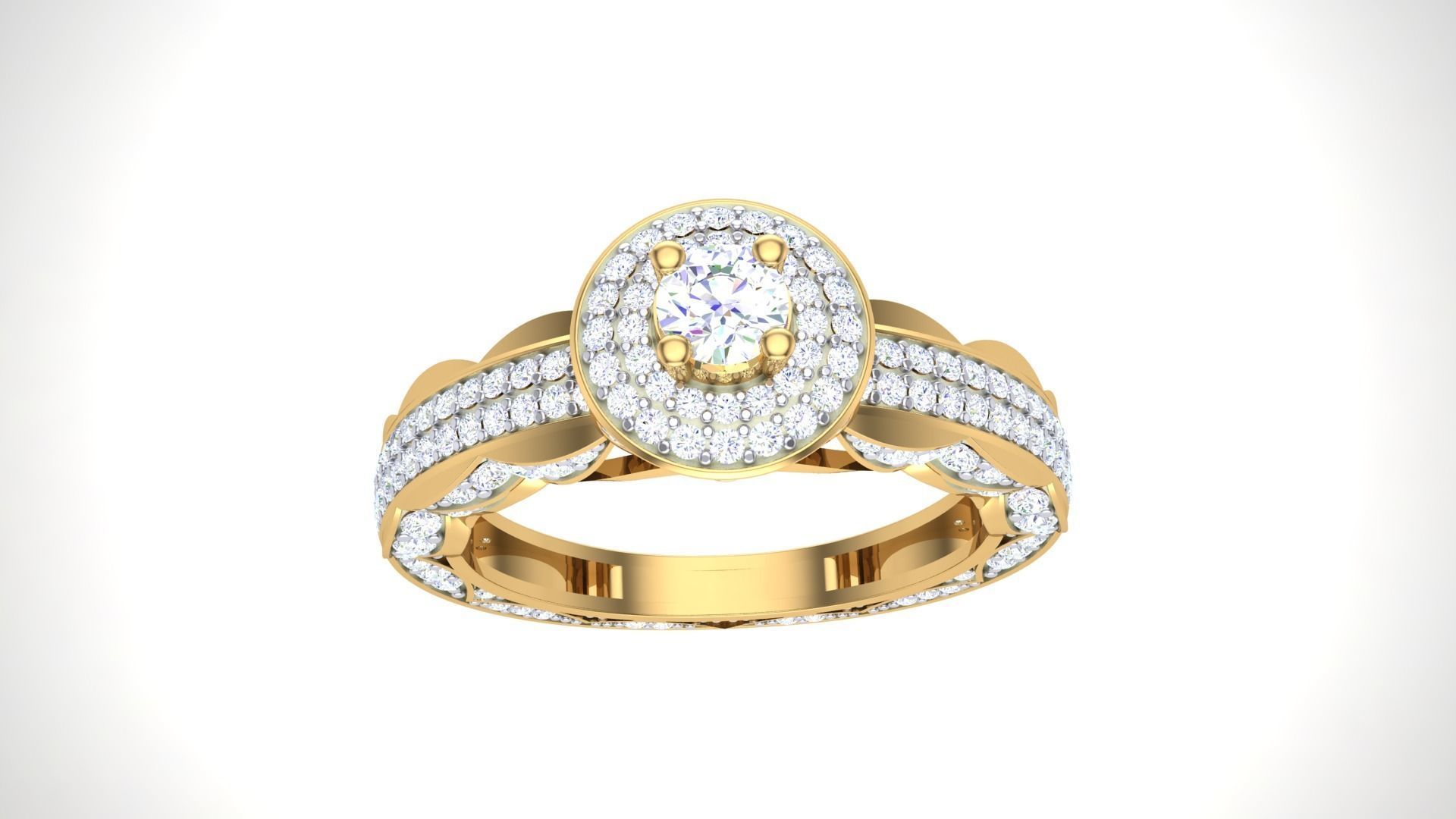 Solitaire Diamond stackable ring with Eternity Bands Pair 3D print model_10