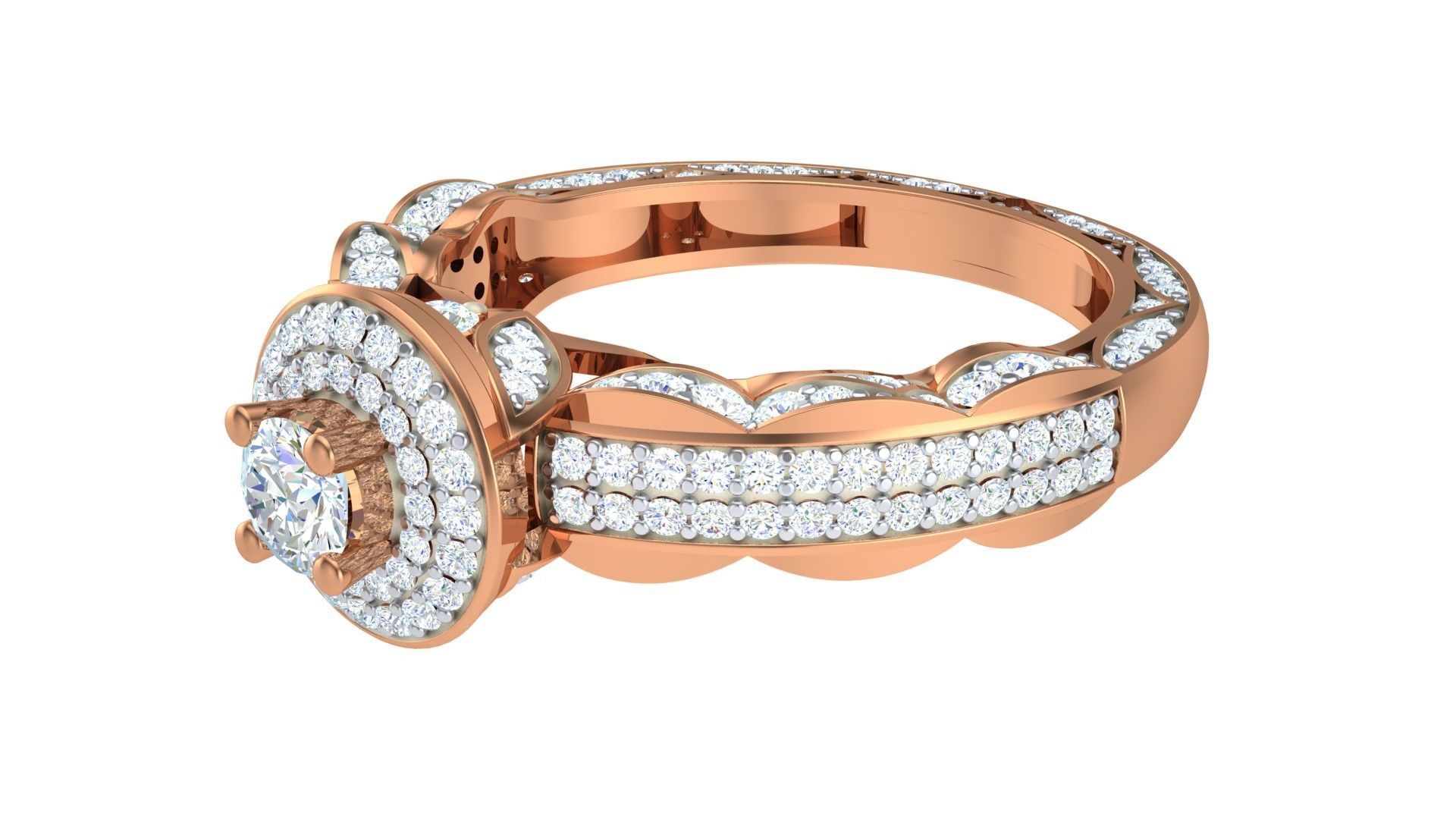 Solitaire Diamond stackable ring with Eternity Bands Pair 3D print model_14