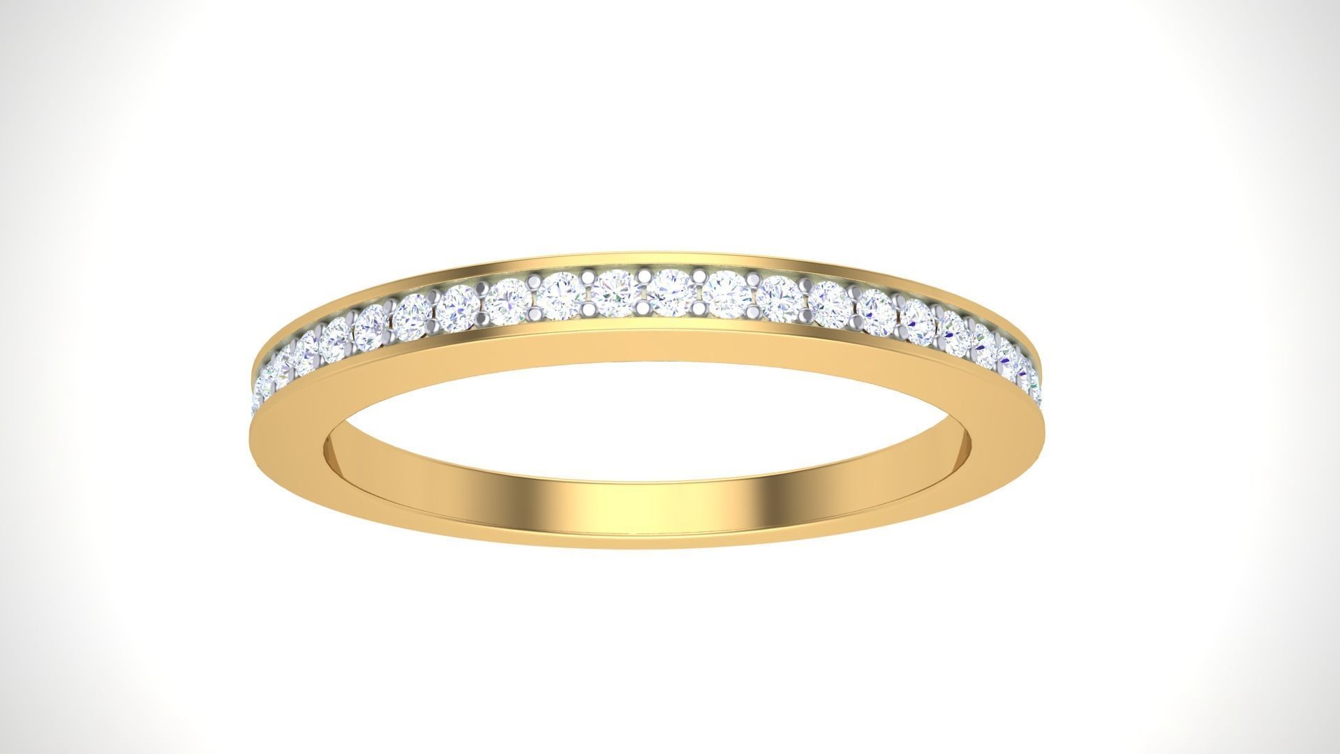 Solitaire Diamond stackable ring with Eternity Bands Pair 3D print model_7