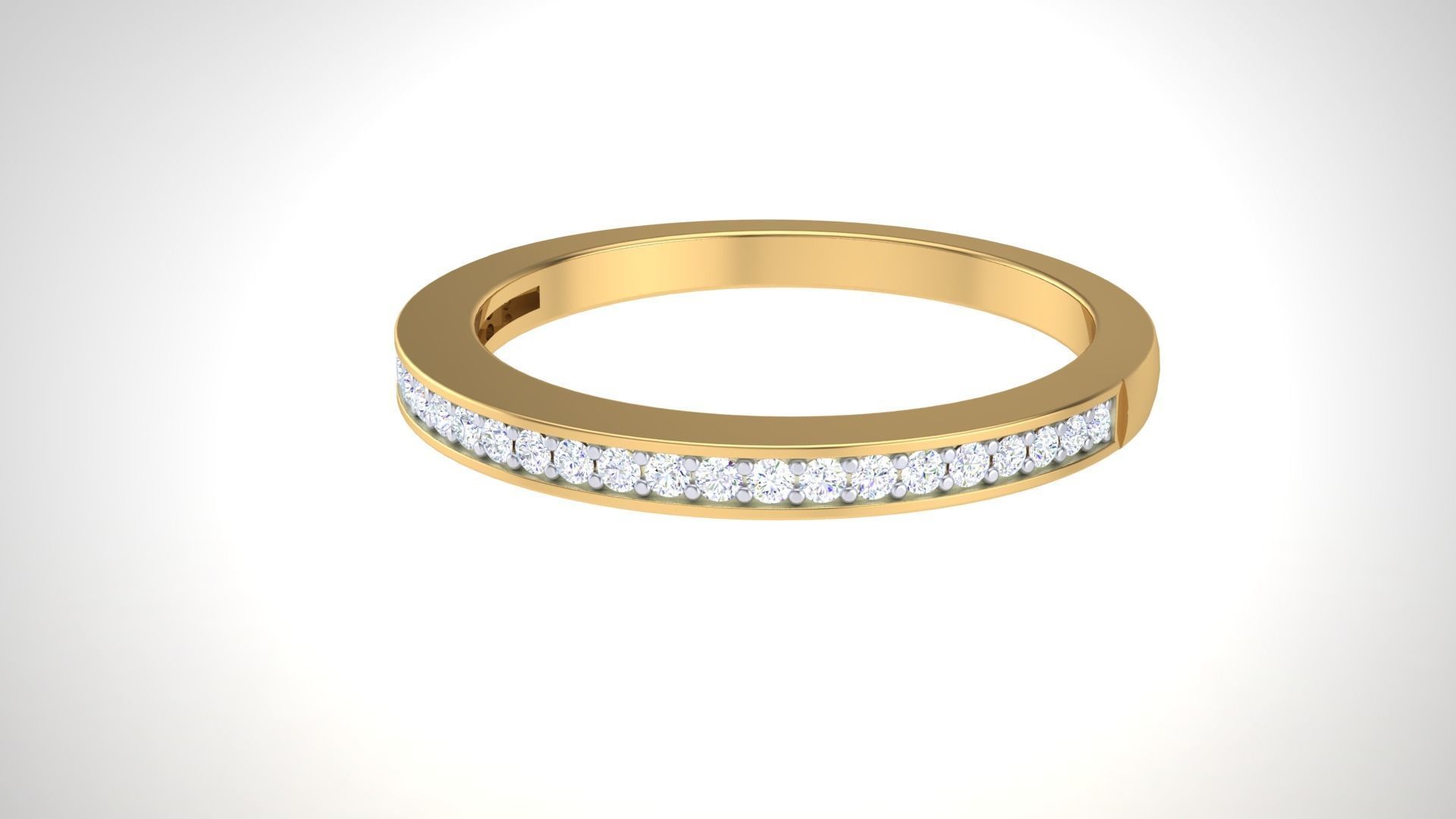 Solitaire Diamond stackable ring with Eternity Bands Pair 3D print model_9
